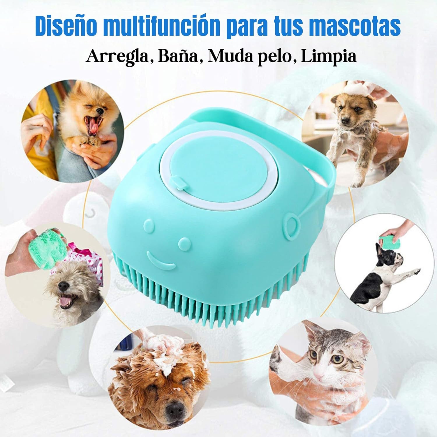 cepillo de baño, limpia y masajea