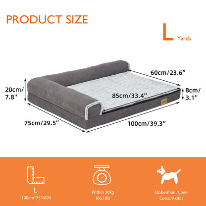 Cama Ortopédica Premium para Perros Grandes | Espuma Viscoelástica y Diseño Sofá en L
