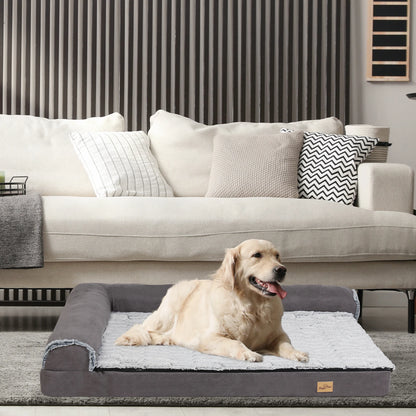Cama Ortopédica Premium para Perros Grandes | Espuma Viscoelástica y Diseño Sofá en L