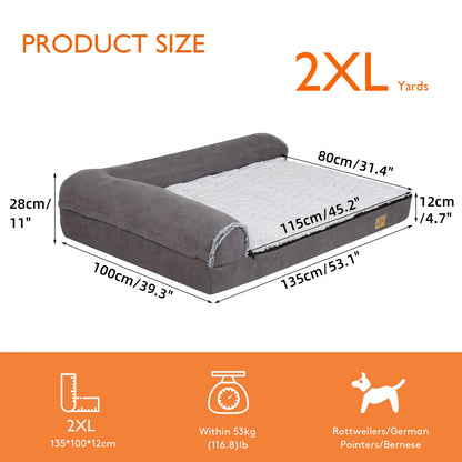 Cama Ortopédica Premium para Perros Grandes | Espuma Viscoelástica y Diseño Sofá en L