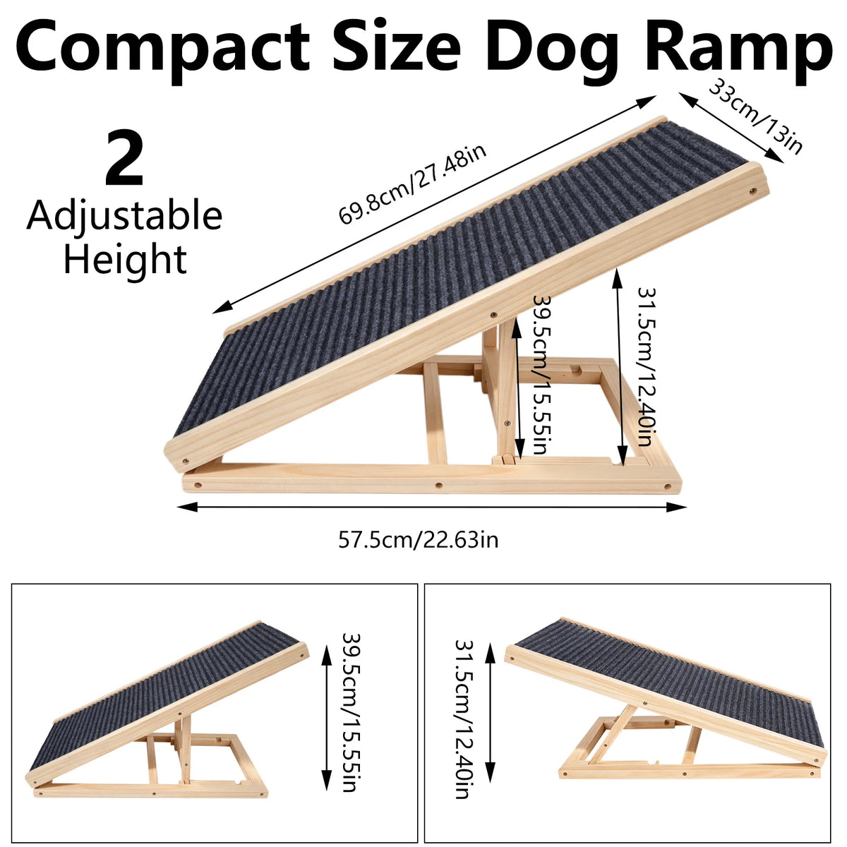 Rampa plegable de madera para perros