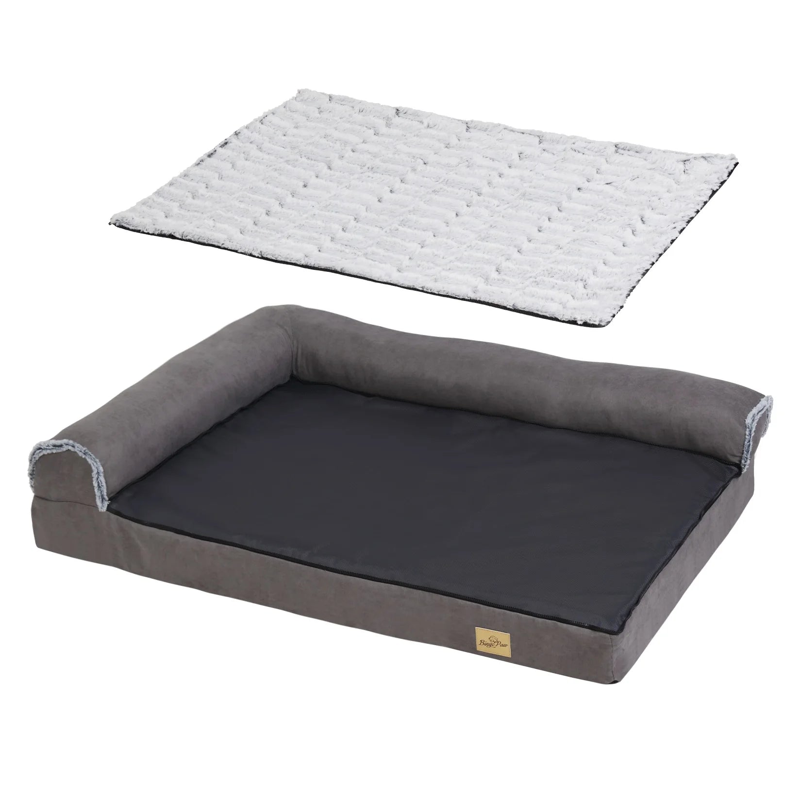 Cama Ortopédica Premium para Perros Grandes | Espuma Viscoelástica y Diseño Sofá en L