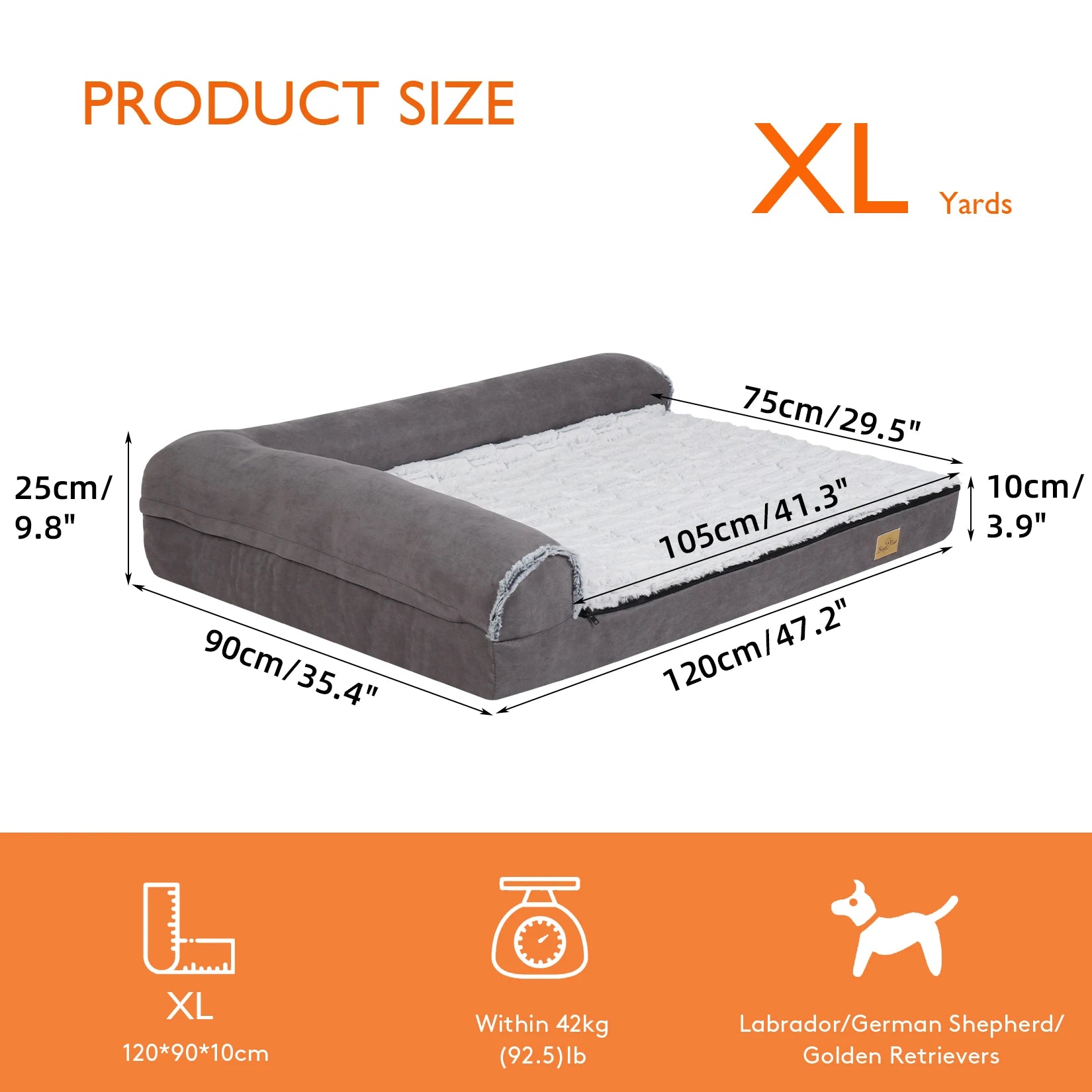 Cama Ortopédica Premium para Perros Grandes | Espuma Viscoelástica y Diseño Sofá en L